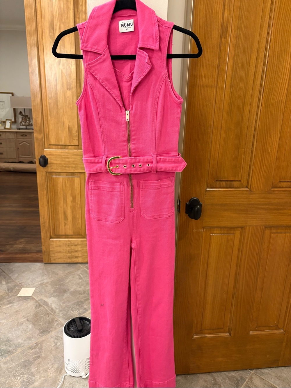 Show Me Your MuMu Hot Pink Sleeveless Zip Jumpsuit with Belt